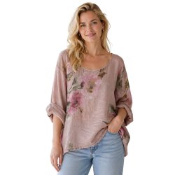 rosa h�r bluse med blomsterprint dame