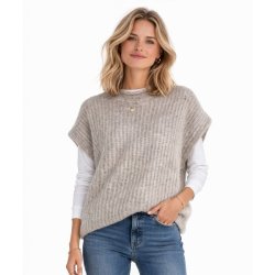 Soulmate meleret beige strikvest med rund hals