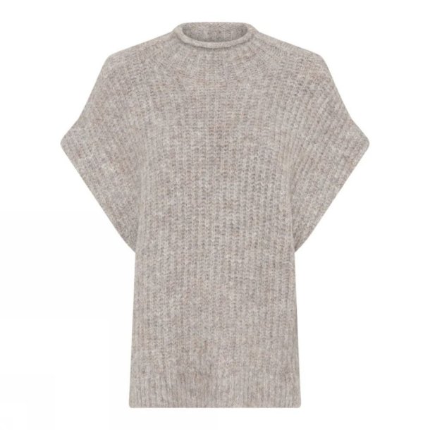 Soulmate meleret beige strikvest med rund hals