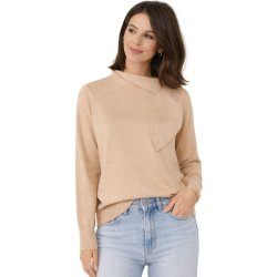 Soulmate sandfarvet pullover med elegant halsdetalje