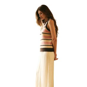 soulmate stribet strikvest bomuld rosa brun