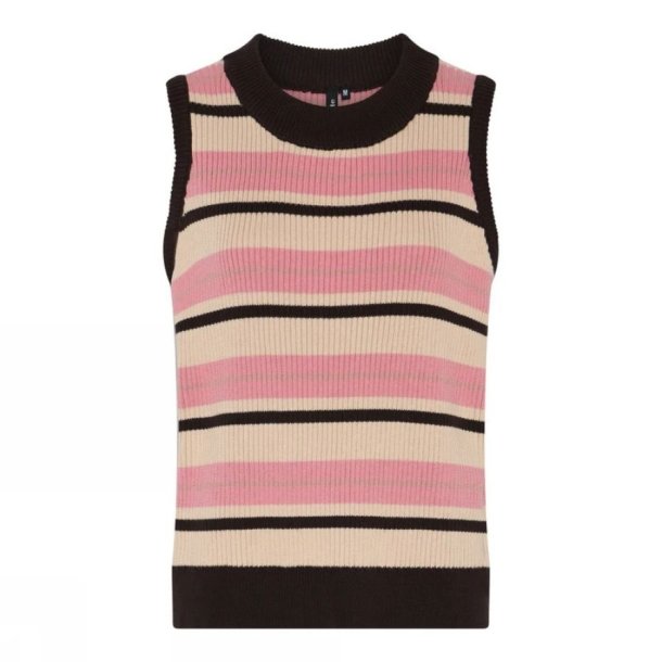 soulmate stribet strikvest bomuld rosa brun