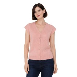 soulmate strikvest mohair rosa knapper