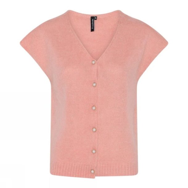 soulmate strikvest mohair rosa knapper