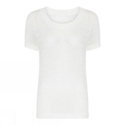 Soulmate hvid pullover med fine strikdetaljer og korte �rmer