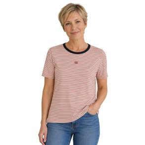 Soulmate T-shirt med r�de striber og m�rkebl� kontrastkant.