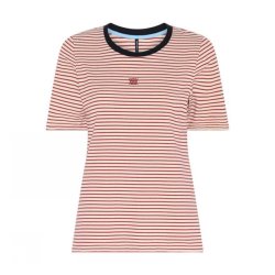 Soulmate T-shirt med r�de striber og m�rkebl� kontrastkant.