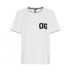 Soulmate hvid T-shirt med 06-print og kontrastkanter.