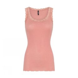 Soulmate rosa ribtop med blondekanter.