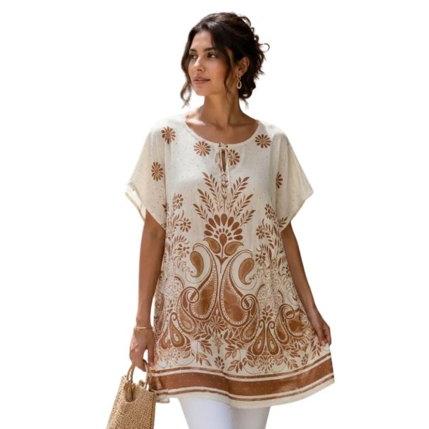 Pomelo Paris tunika med Grafisk Print - One Size