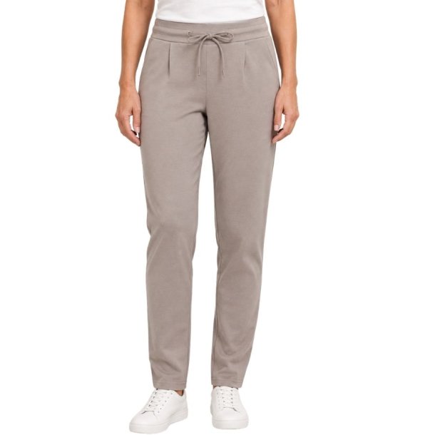 ICHI beige bukser med bindeb�nd og lige ben