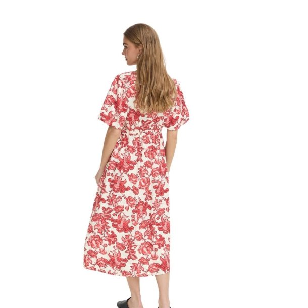 ICHI kjole med r�dt blomsterprint