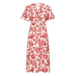 ICHI kjole med r�dt blomsterprint