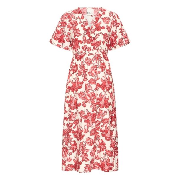 ICHI kjole med r�dt blomsterprint