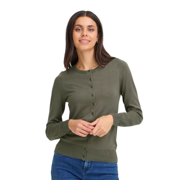 Olivenfarvet Fransa cardigan med lange rmer