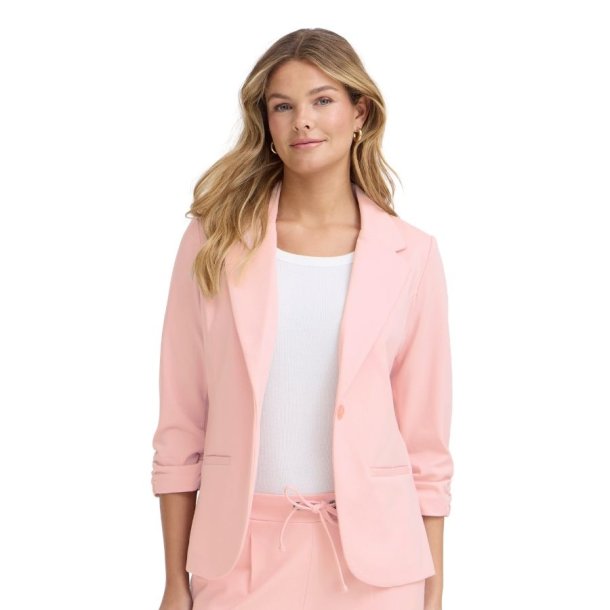 Fransa lys rosa blazer med revers og rynkede �rmer