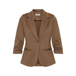 Brun Fransa blazer med reverskrave, �n knap og 3/4-�rmer