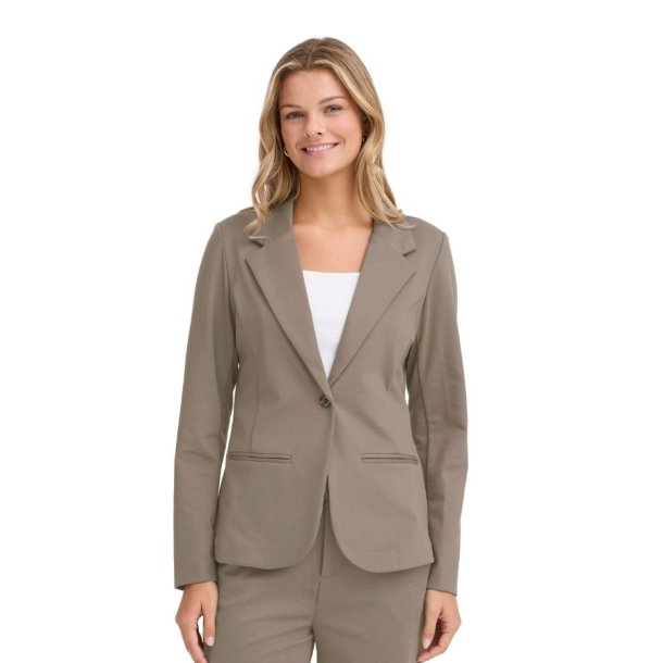 Sandfarvet Fransa blazer med n knap