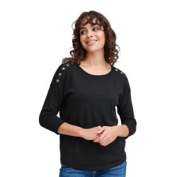 Sort Fransa bluse med skulderknapper