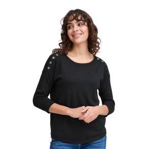 Sort Fransa bluse med skulderknapper