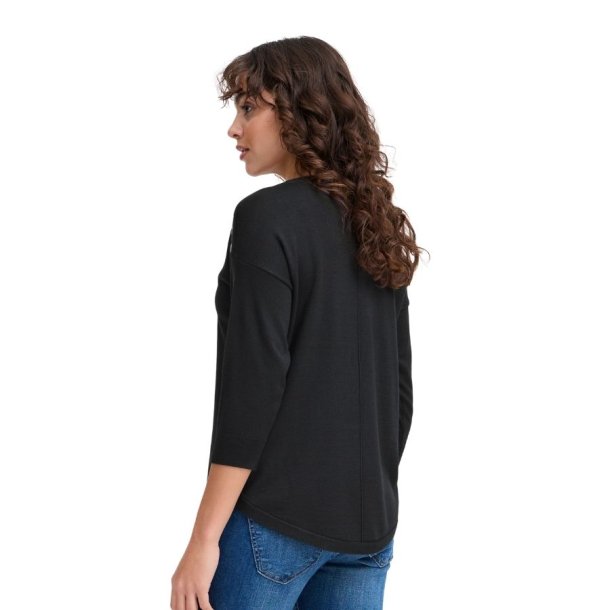 Sort Fransa bluse med skulderknapper