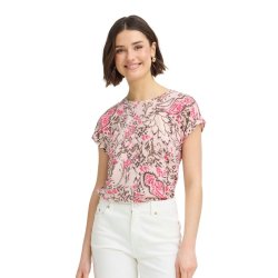 Fransa T-shirt med beige bund og rosa blomsterprint
