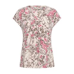 Fransa T-shirt med beige bund og rosa blomsterprint