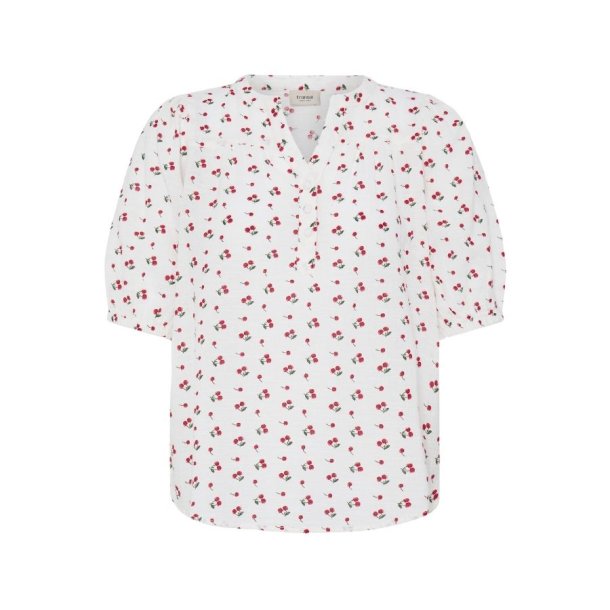 Fransa bluse med r�dt blomsterprint