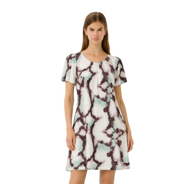 Fransa kjole med mint og brunt kunstnerisk print