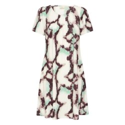 Fransa kjole med mint og brunt kunstnerisk print