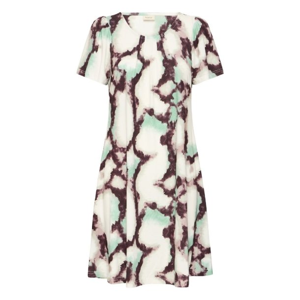 Fransa kjole med mint og brunt kunstnerisk print