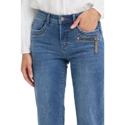 Fransa bl� jeans med str�k og dekorativ lynl�slomme