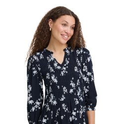 Fransa m�rkebl� maxikjole med lyse blomsterprint i 100% viskose