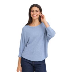 Lysebl Fransa strikbluse med trekvartrmer