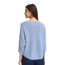 Lysebl Fransa strikbluse med trekvartrmer