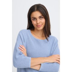 Lysebl Fransa strikbluse med trekvartrmer