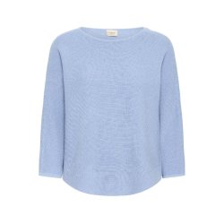 Lysebl Fransa strikbluse med trekvartrmer