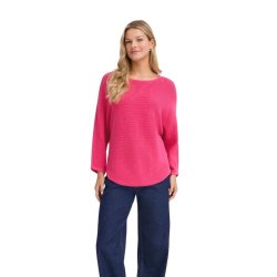 Pink Fransa strikbluse med trekvartrmer