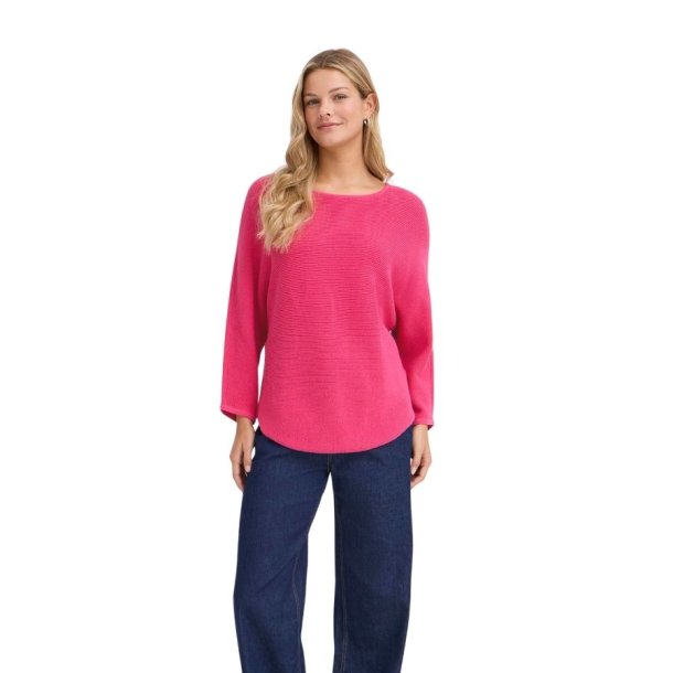 Pink Fransa strikbluse med trekvartrmer