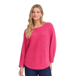 Pink Fransa strikbluse med trekvartrmer