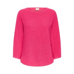 Pink Fransa strikbluse med trekvartrmer