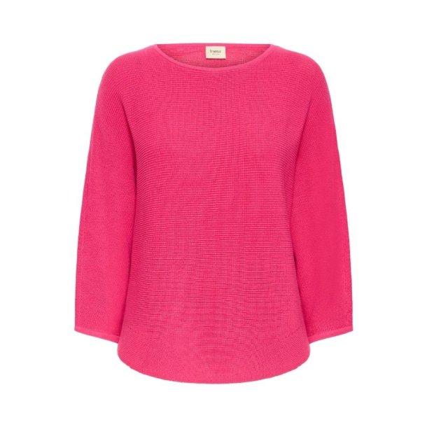 Pink Fransa strikbluse med trekvartrmer