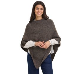 Fransa brunmeleret poncho med uld til dame