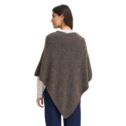 Fransa brunmeleret poncho med uld til dame