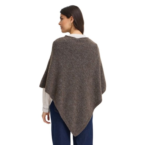 Fransa brunmeleret poncho med uld til dame