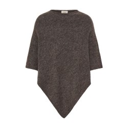 Fransa brunmeleret poncho med uld til dame