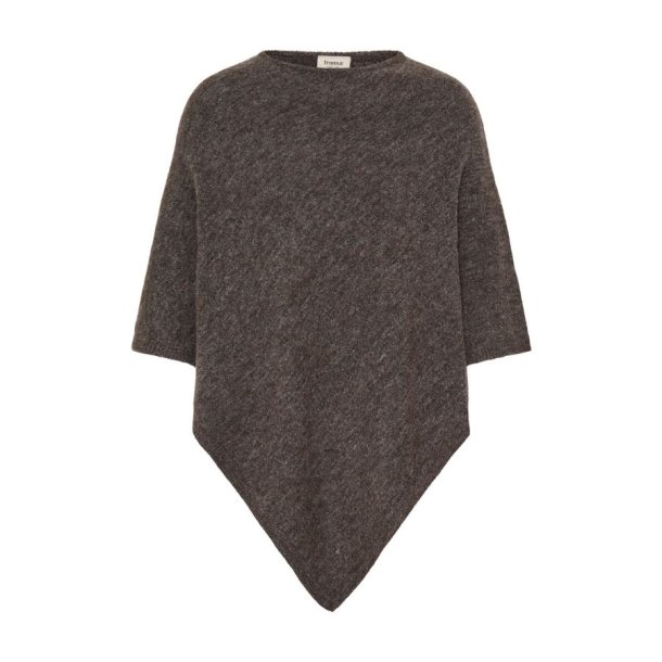 Fransa brunmeleret poncho med uld til dame
