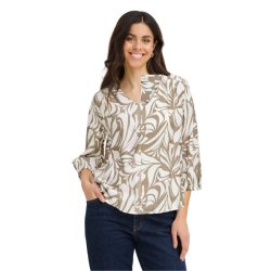 Beige og offwhite bluse med grafisk print fra Fransa model 20615424