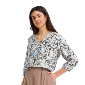 Bl� og beige m�nstret bluse fra Fransa model 20615424