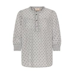 Fransa bluse med prikker og fl�sedetaljer